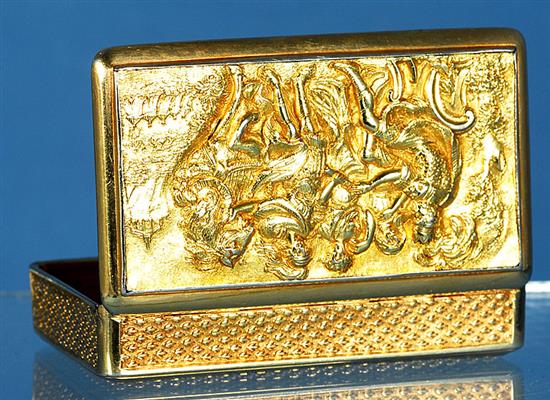 A good George III silver gilt snuff box, Length 80mm Width 55mm Weight 6.4oz/181grm